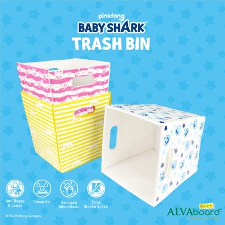 ALVAboard Baby Shark Trash Bin Ukuran 24 x 24 x 26 cm